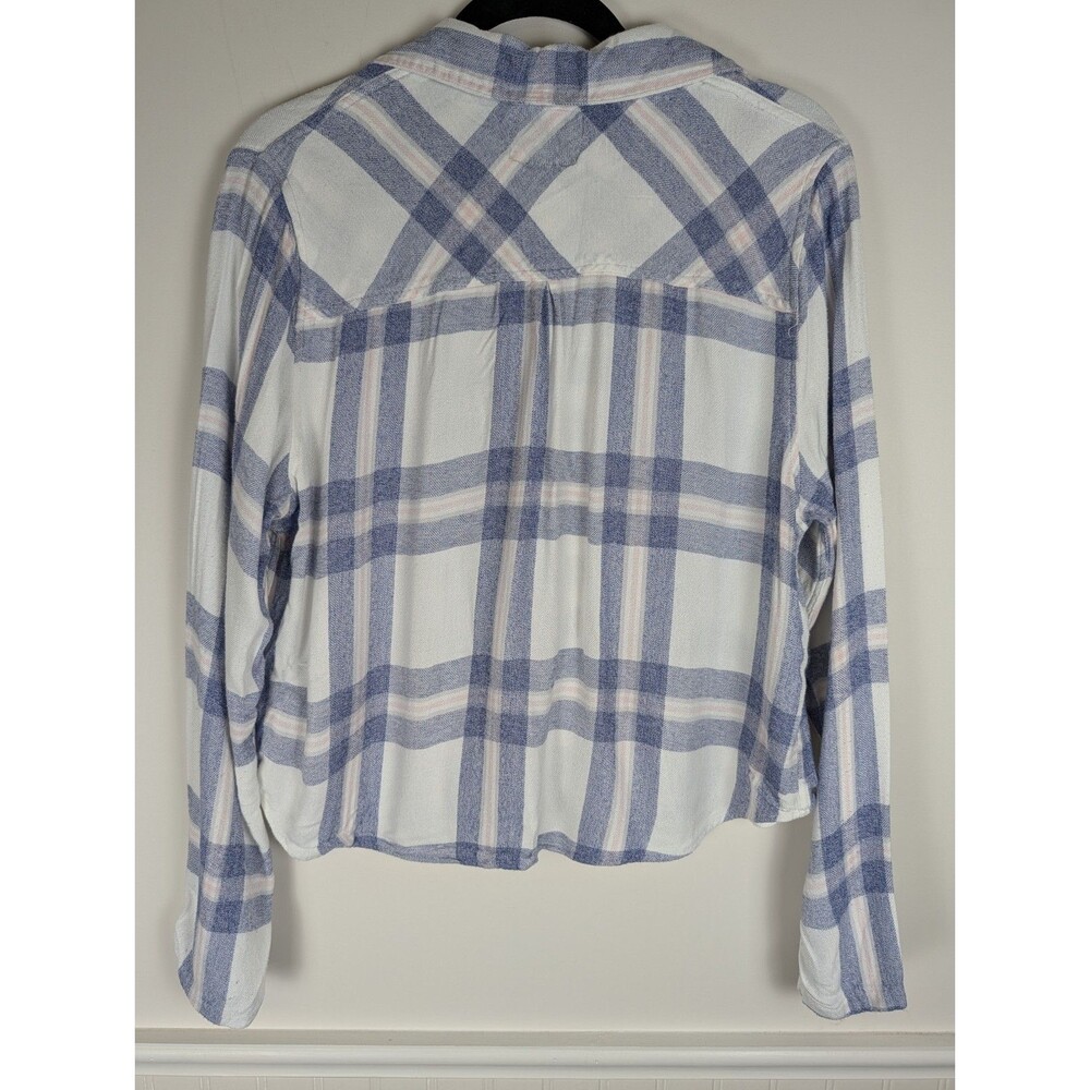 Rails Dylan Crop Top Size L Flannel Blue White Lo… - image 7